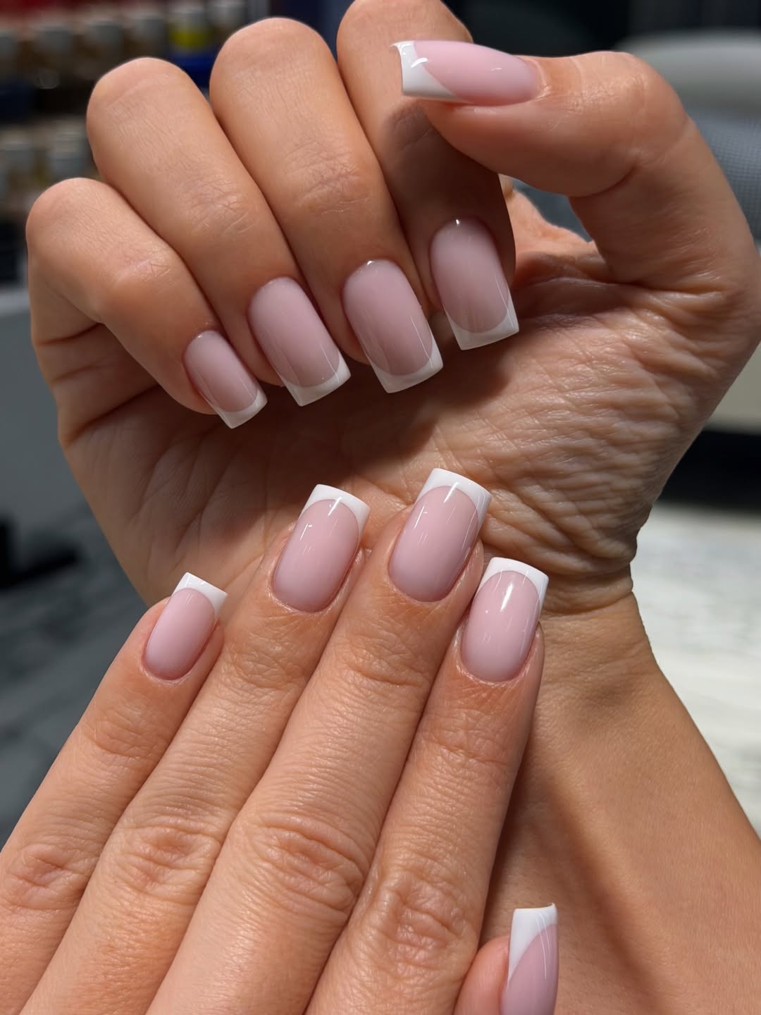 Classic Milky Pink Square French Tip Nails