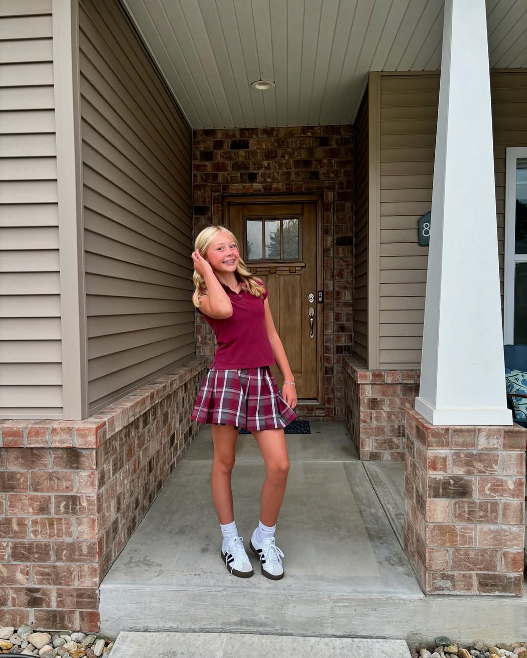 Classic Plaid Skirt and Polo School Uniform