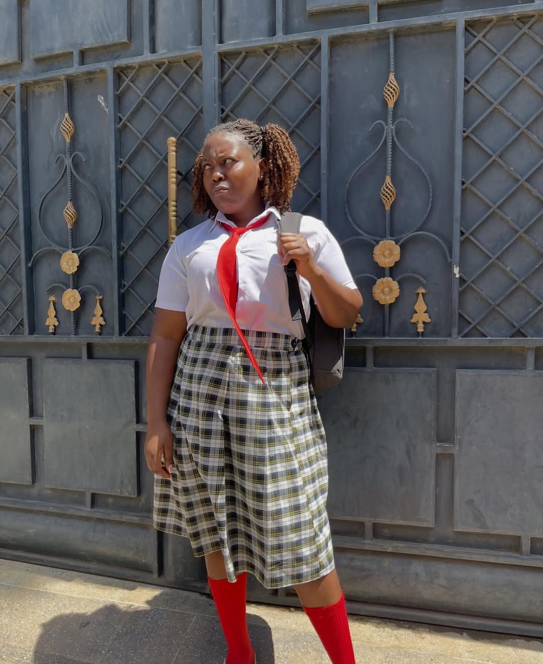 Classic Plaid Skirt And White Shirt School Outfit