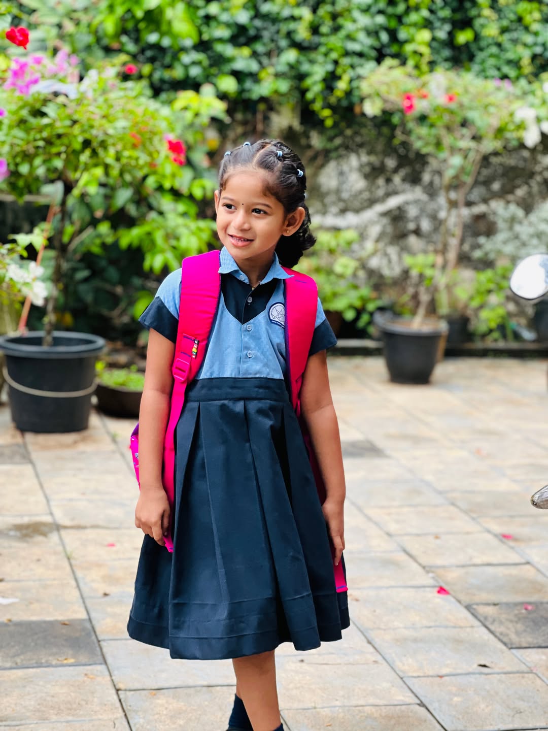 Classic School Uniform With Bright Pink Backpack