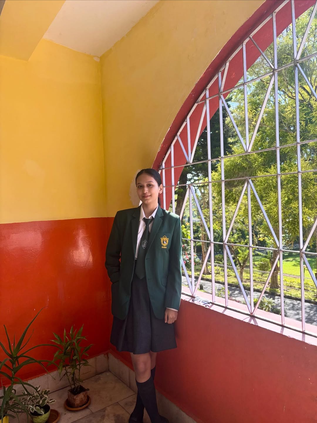 Classic School Uniform With Green Blazer And Skirt