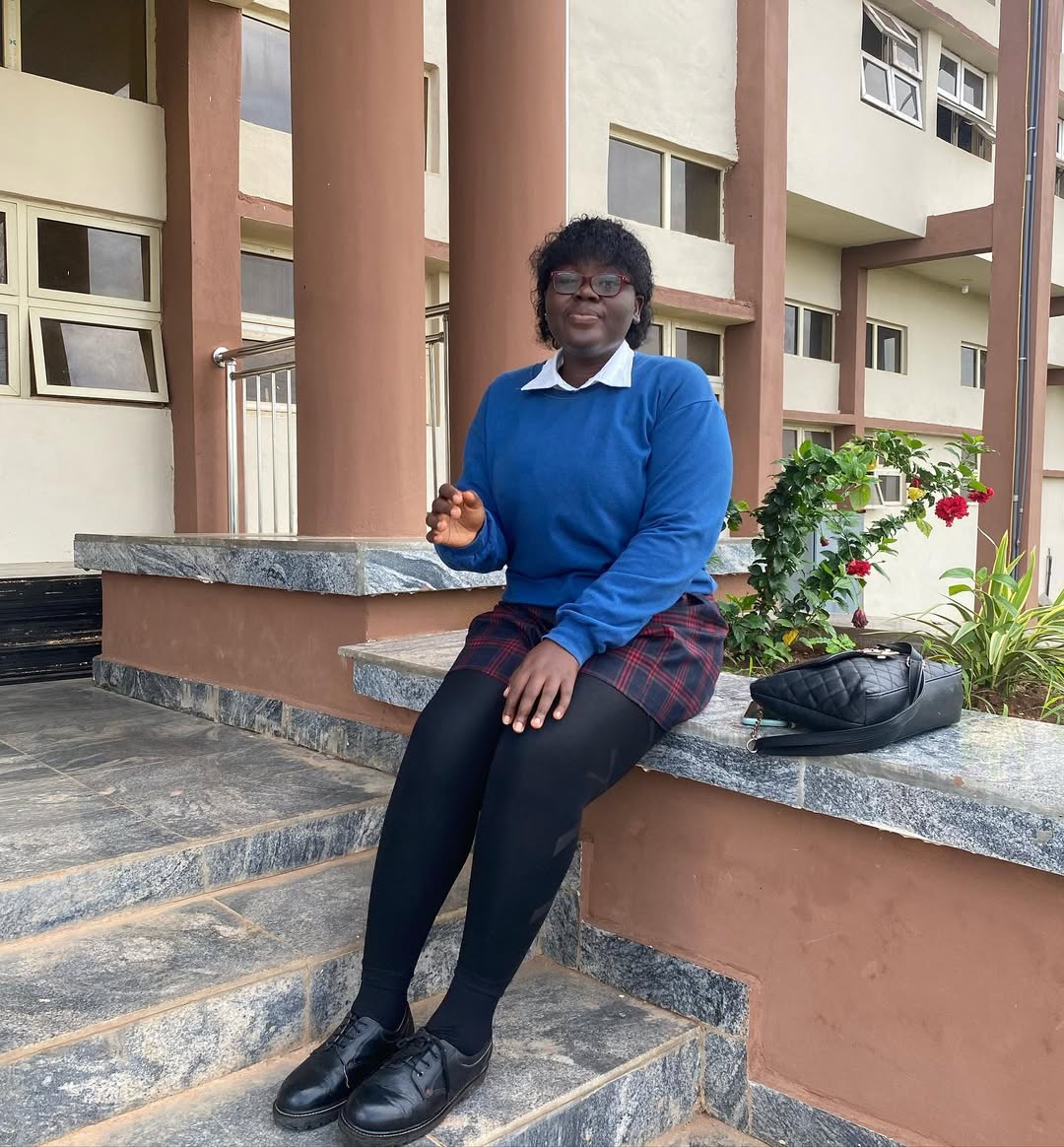Classic School Uniform With Plaid Skirt And Blue Sweater