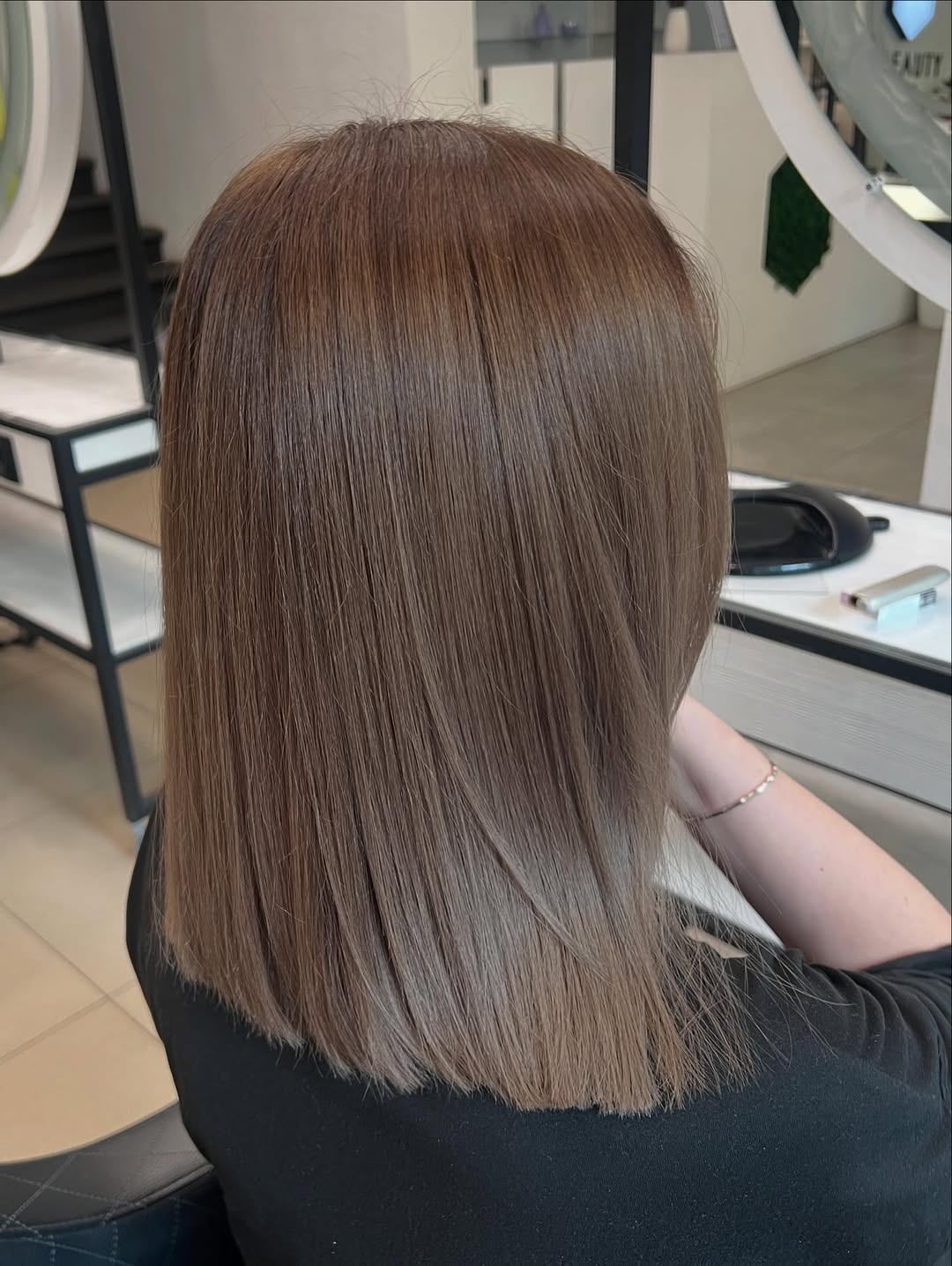 Cool Toned Dark Blonde Blunt Cut Lob