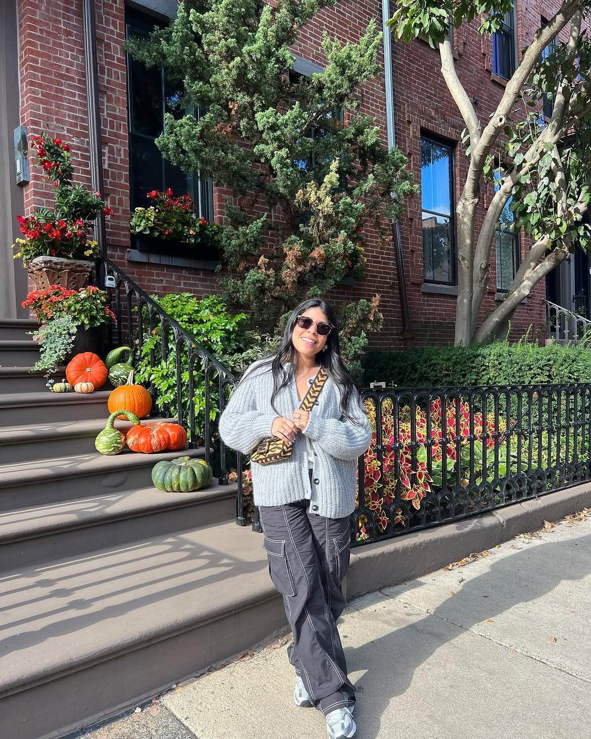 Cozy Grey Cardigan With Cargo Pants
