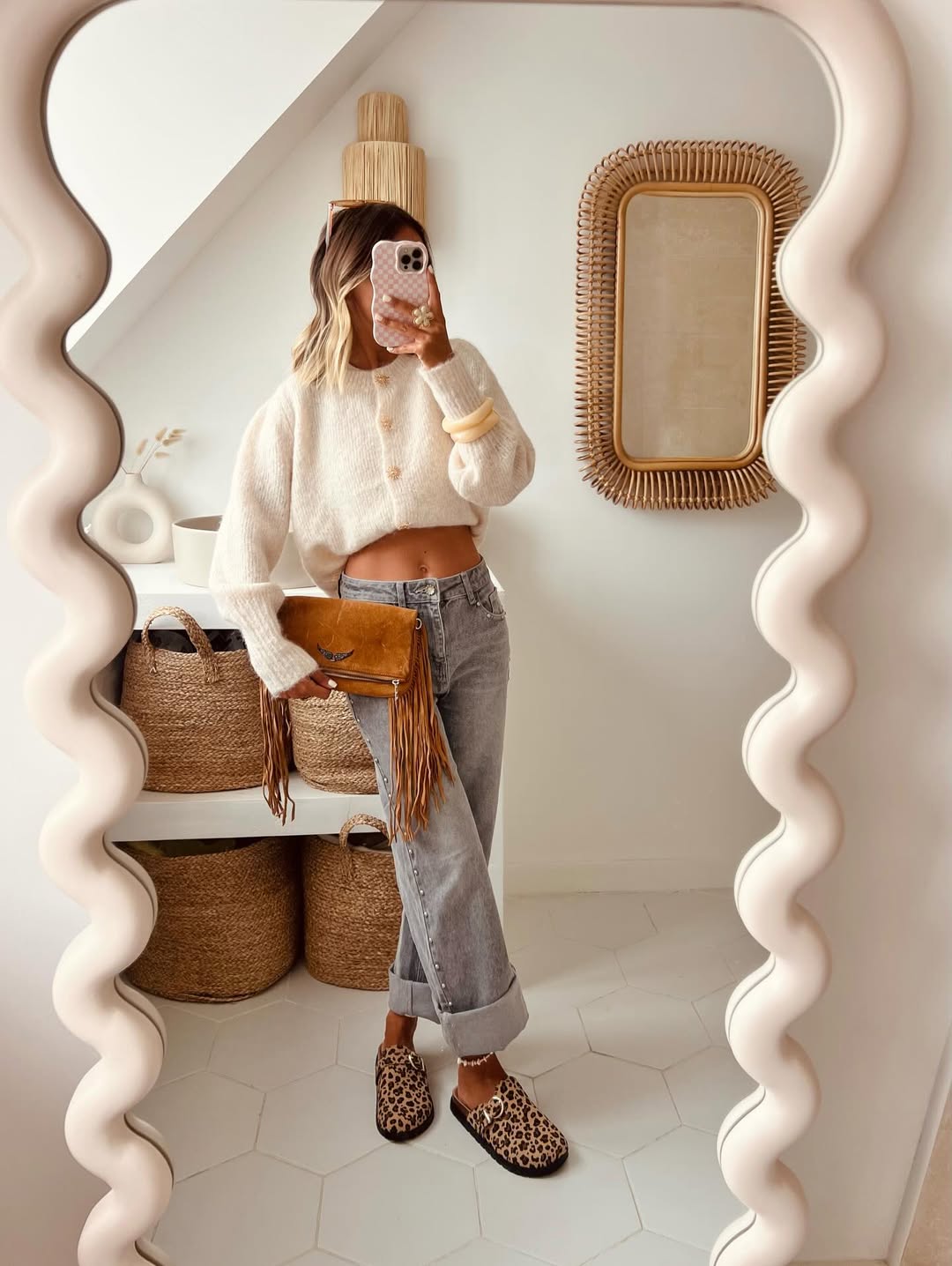 Cozy Knit And Distressed Denim Fall Look