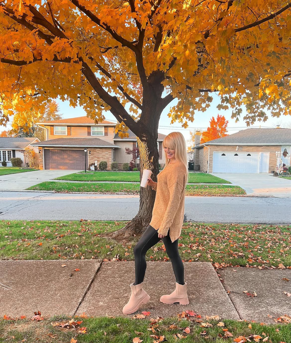 Cozy Sweater With Leather Leggings Fall Outfit