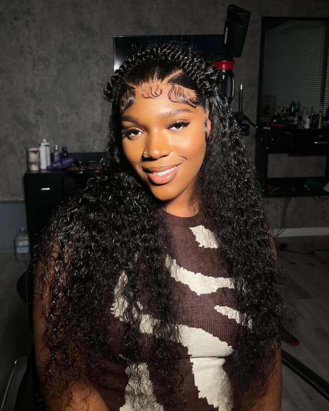 Crown Braids With Loose Curly Coils