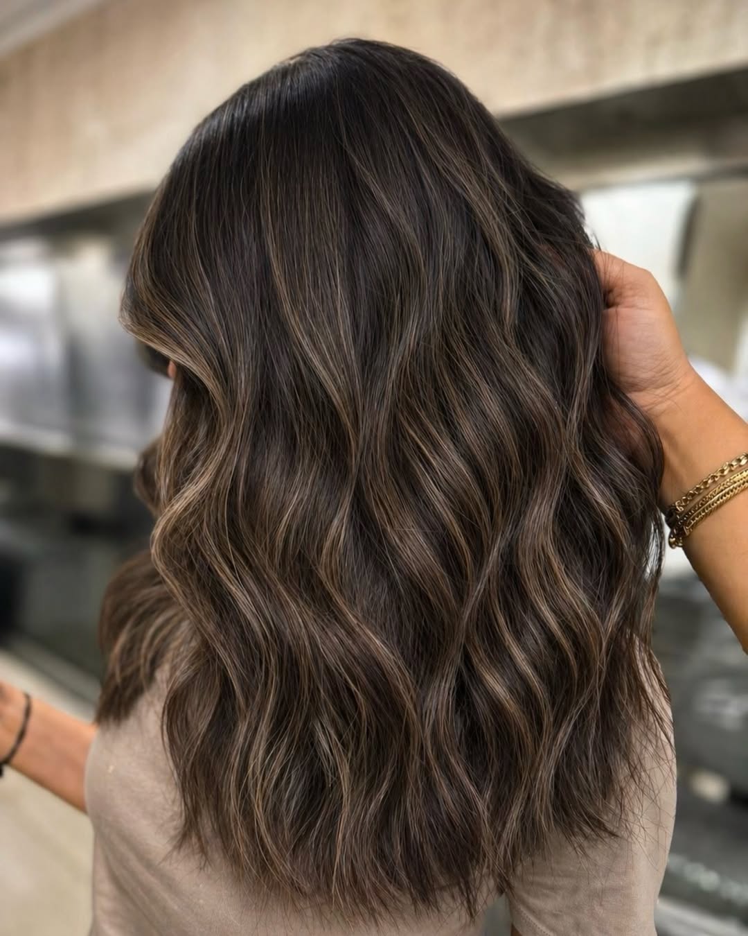 Dark Brunette Hair With Subtle Caramel Balayage