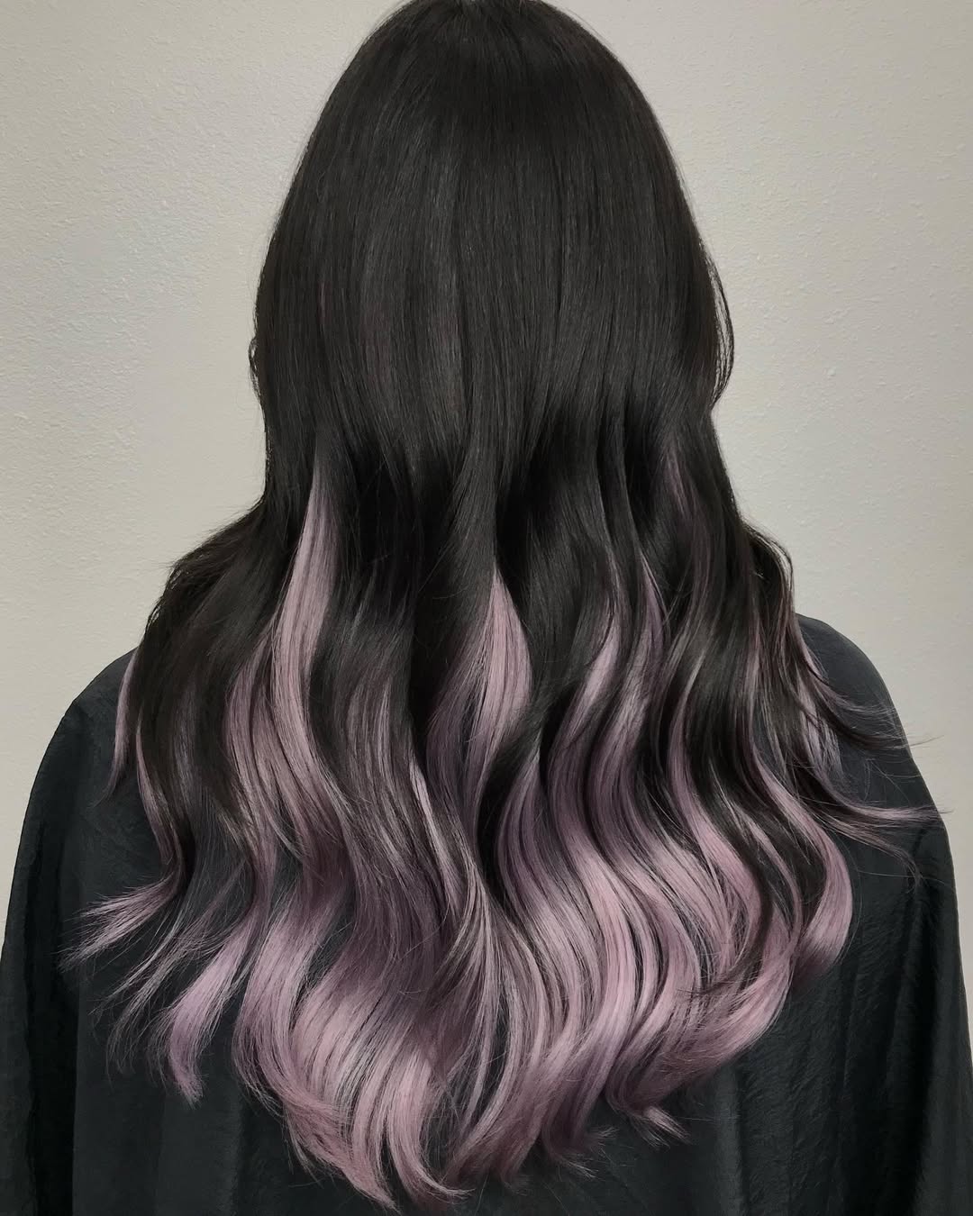 Dark Hair With Subtle Lavender Peekaboo Highlights