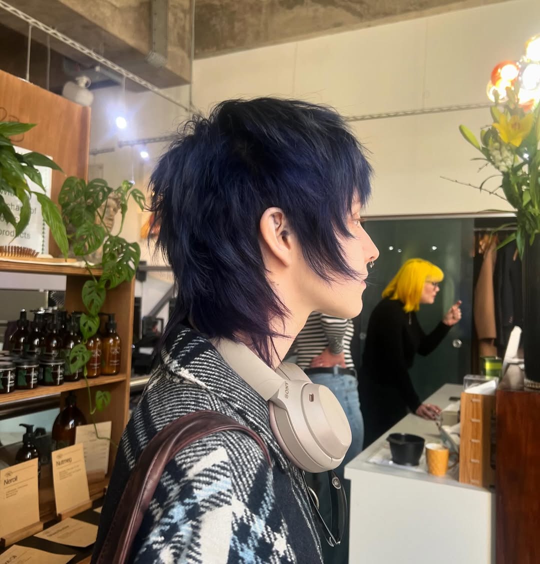 Deep Indigo Wolf Cut With Textured Layers