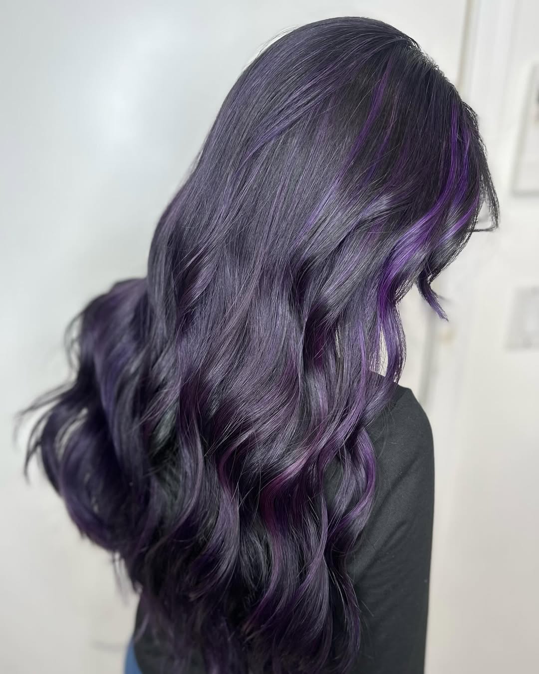 Deep Purple Waves With Vibrant Peekaboo Highlights