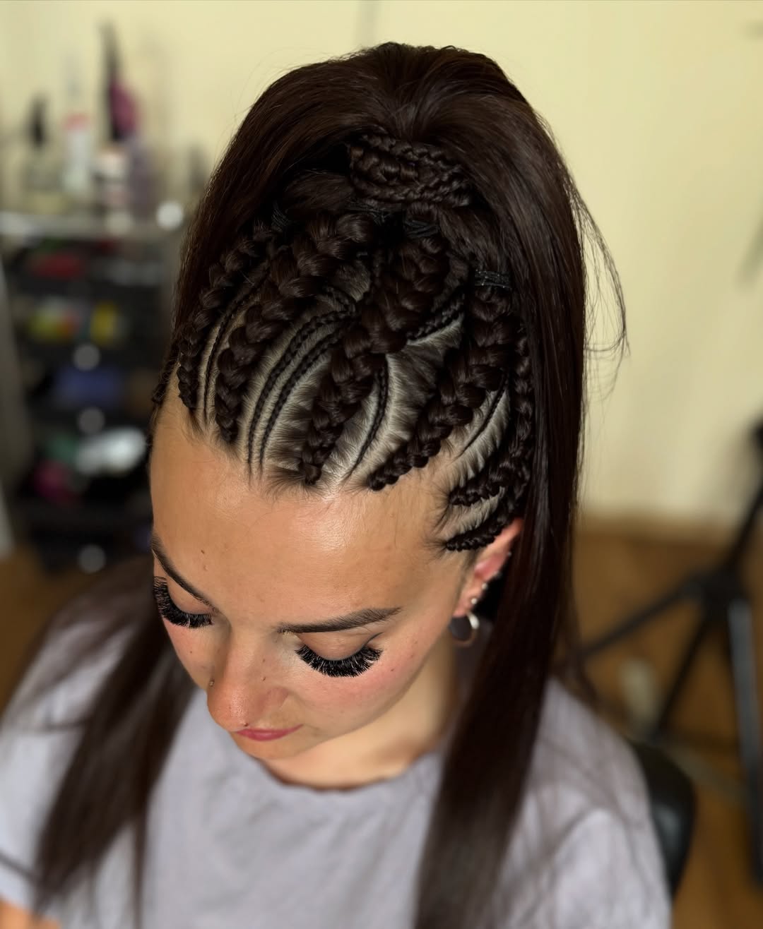 Defined Cornrows With Sleek High Ponytail