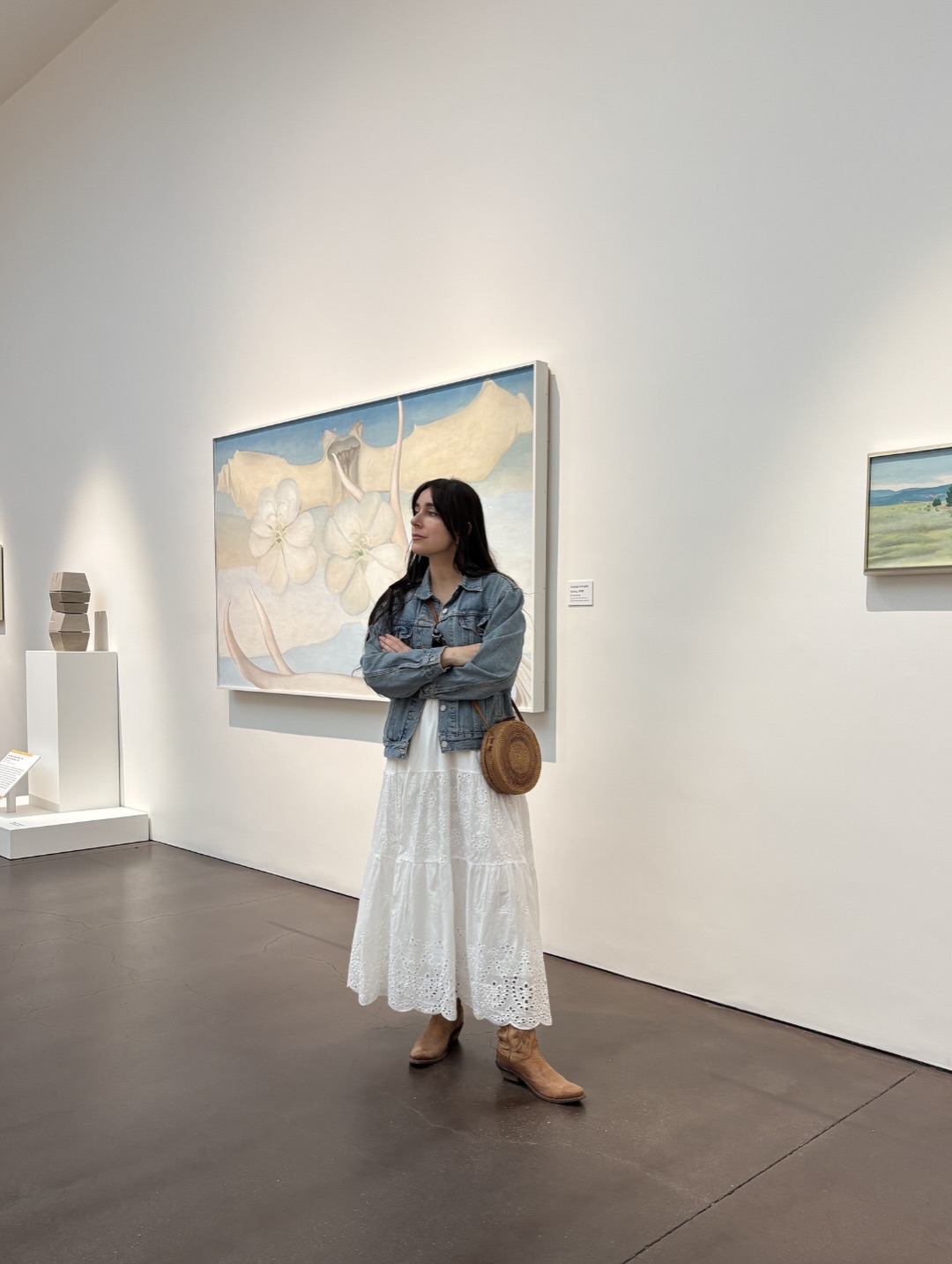 Denim Jacket Over White Broderie Anglaise Midi Dress