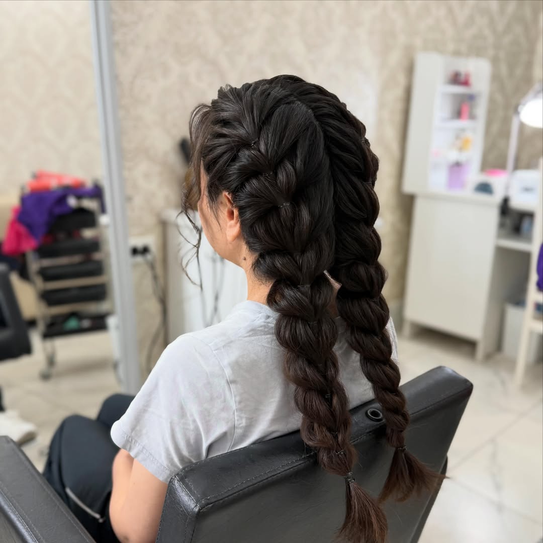 Double Dutch Braids With Loose Strands