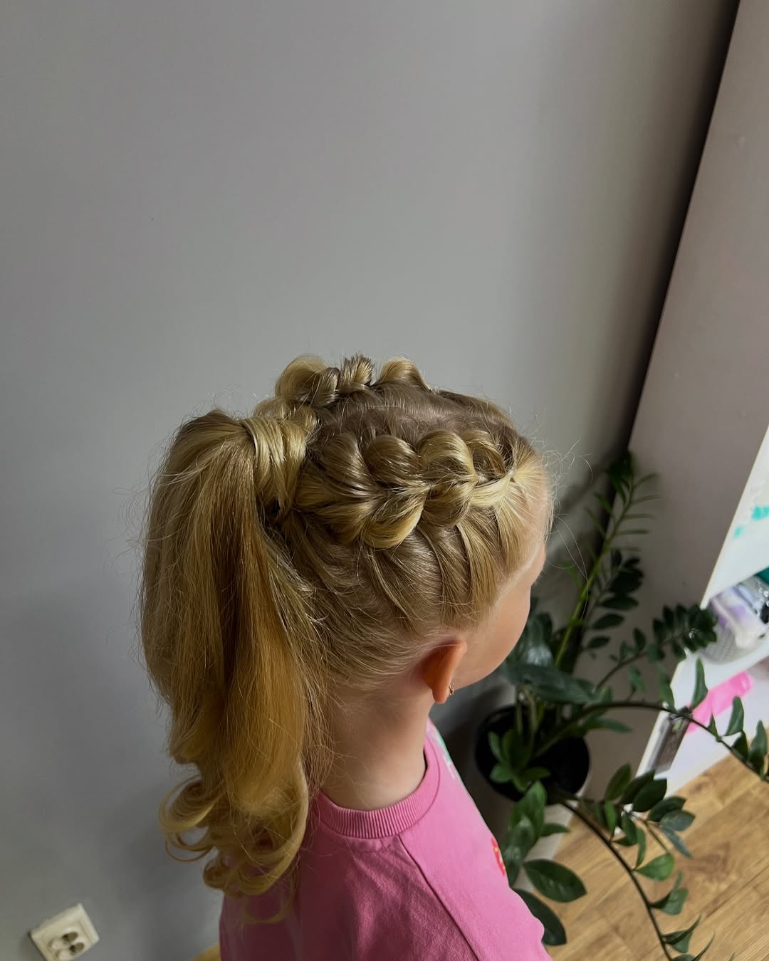 Double French Braid Crown With Low Ponytail