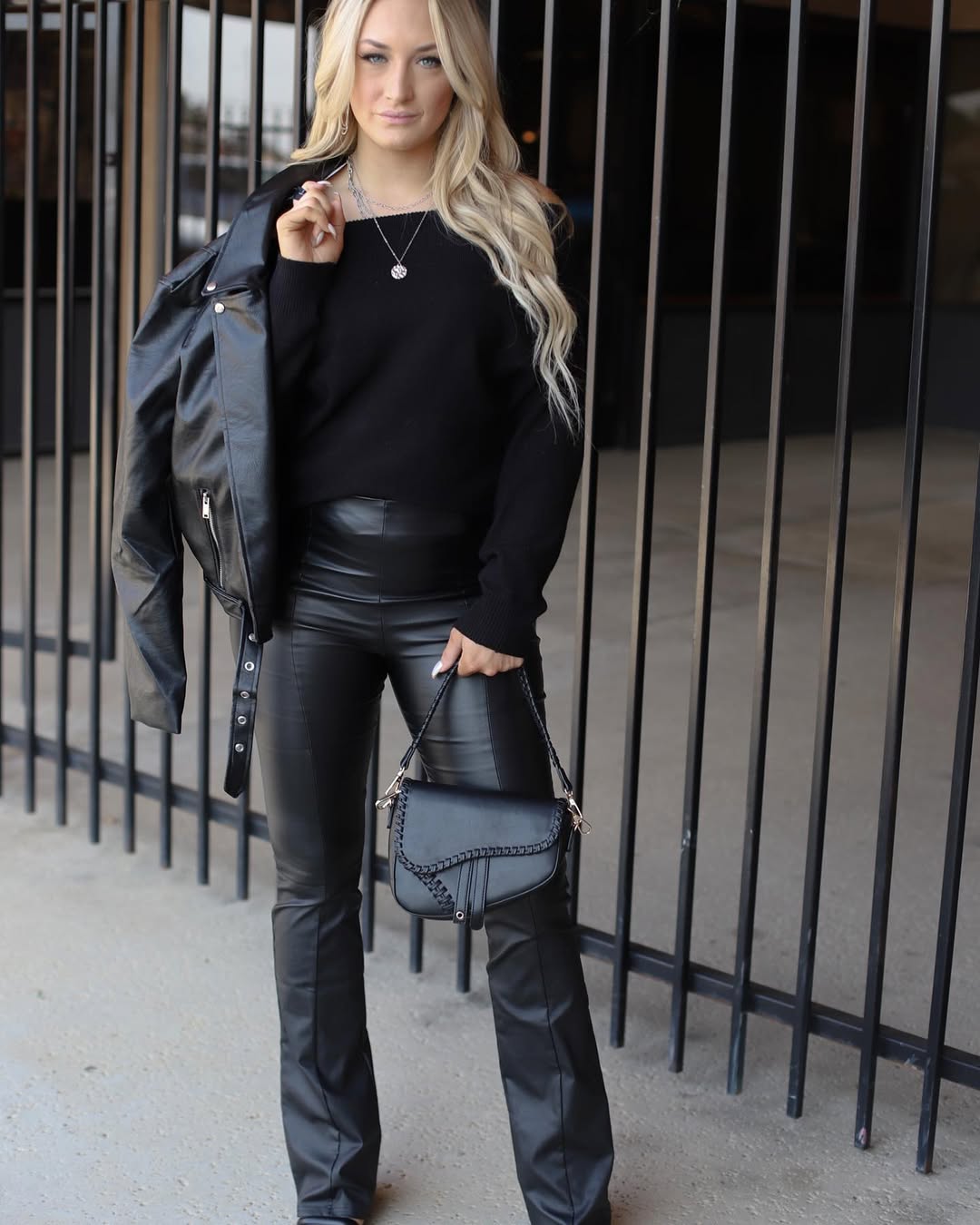 Edgy Black Leather Moto Look For Date Night