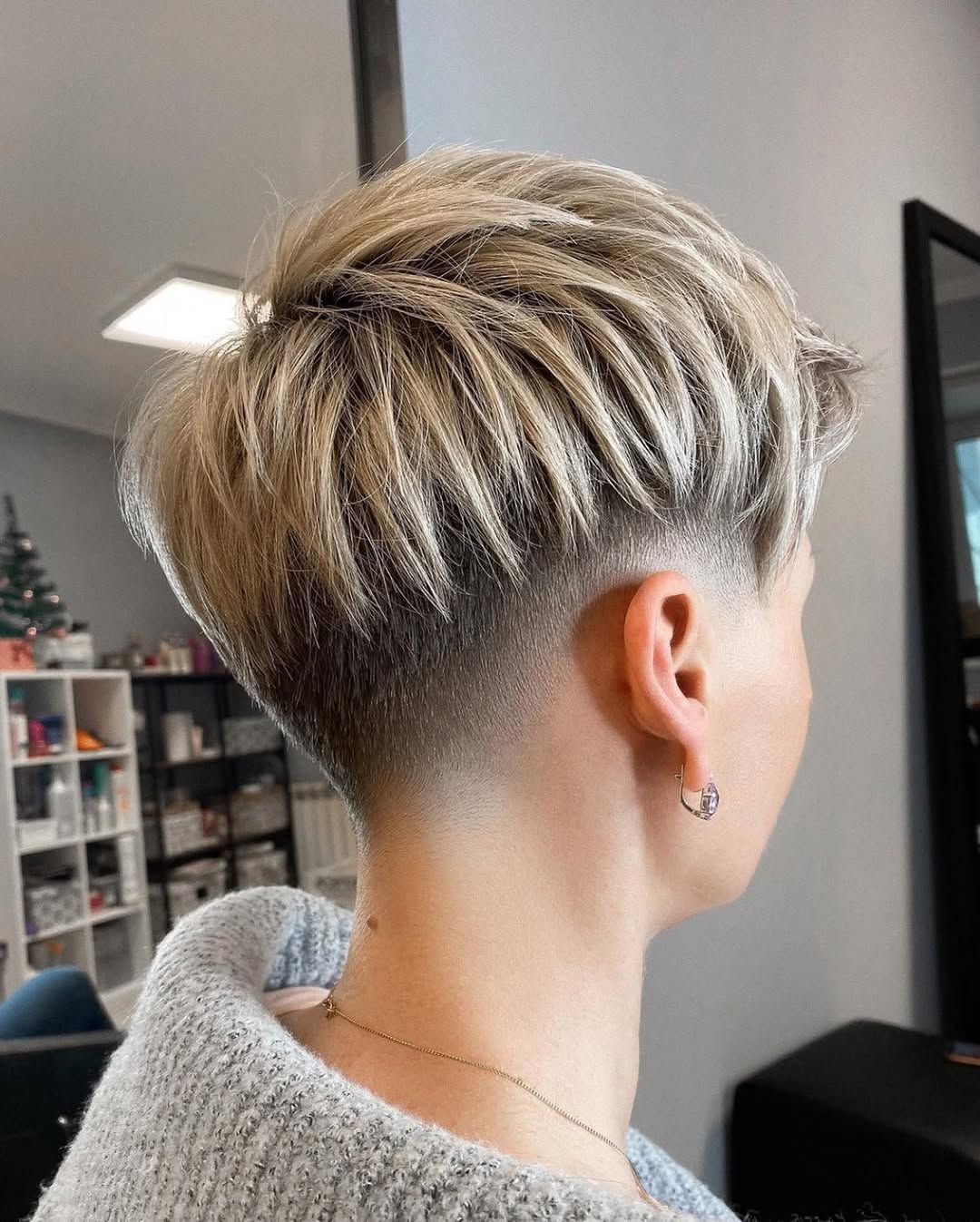 Edgy Platinum Pixie With Textured Top