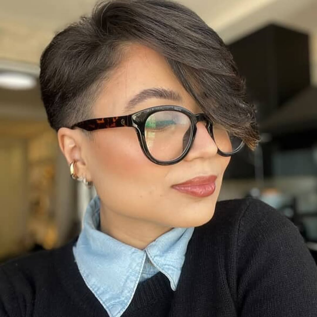 Edgy Undercut Pixie With Long Side Bangs