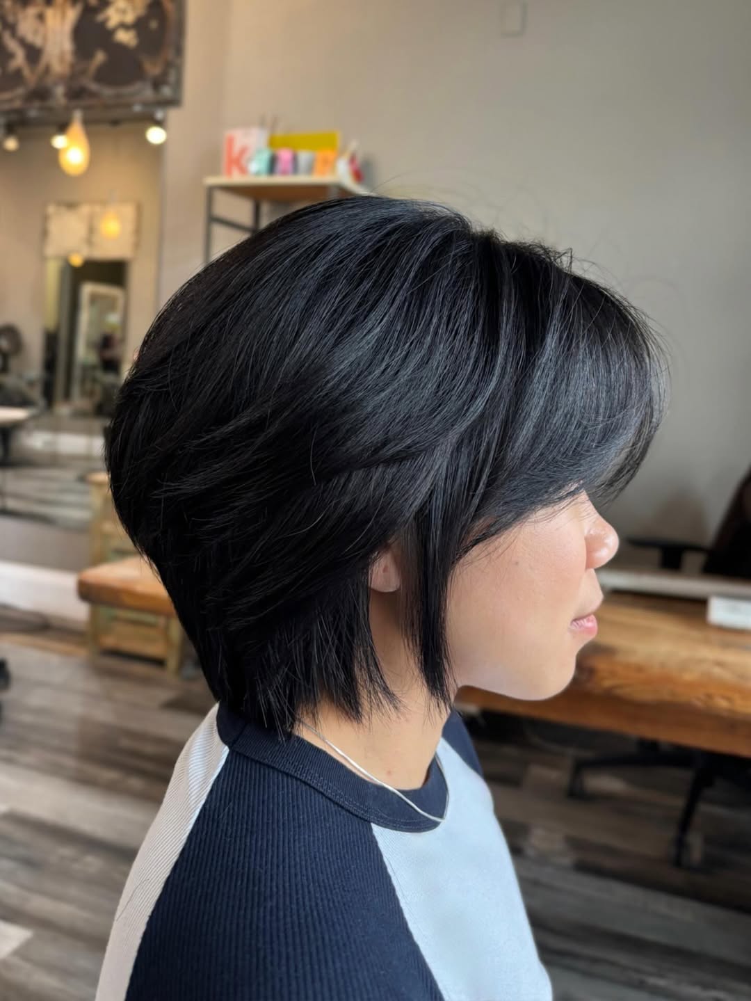 Effortless Layered Black Bob With Face Framing