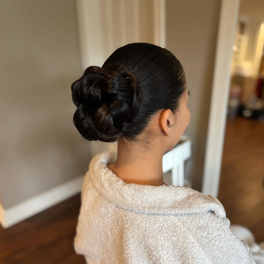 Elegant Braided Rose Bun For Long Hair