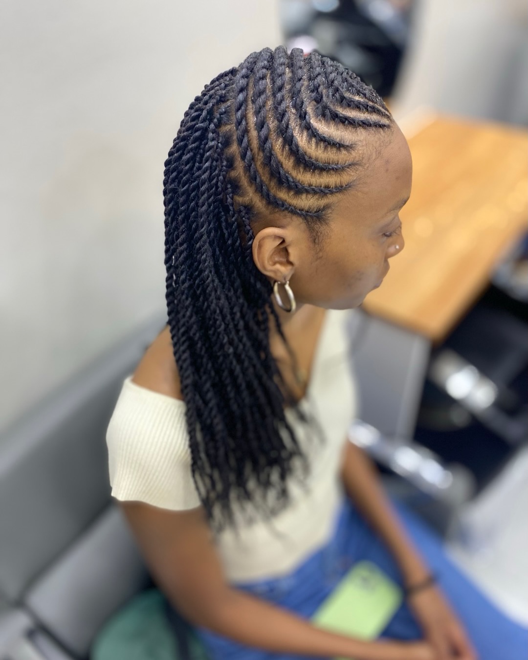 Elegant Cornrow Twists Side Swept Updo