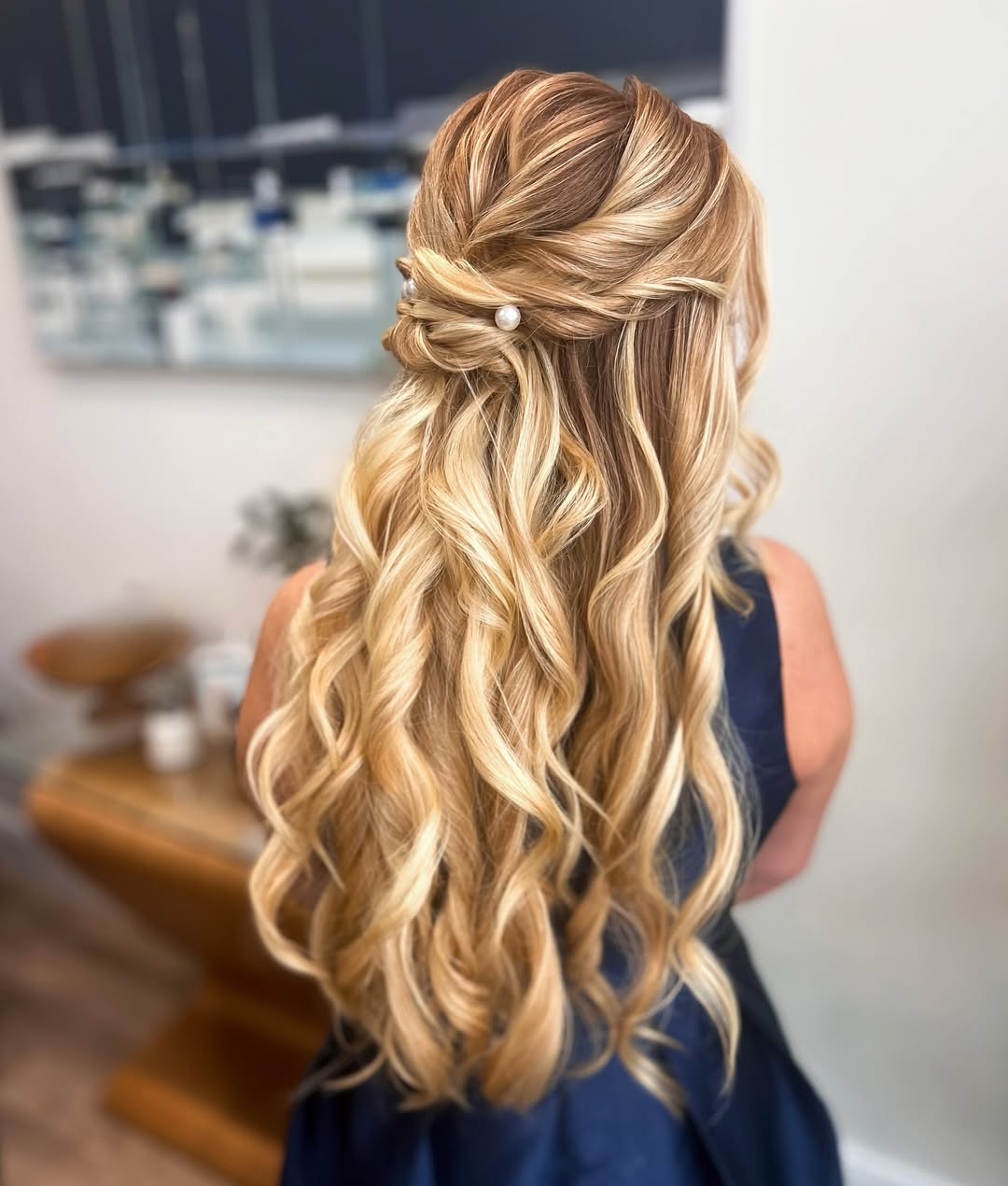 Elegant Twisted Half-Up with Loose Curls