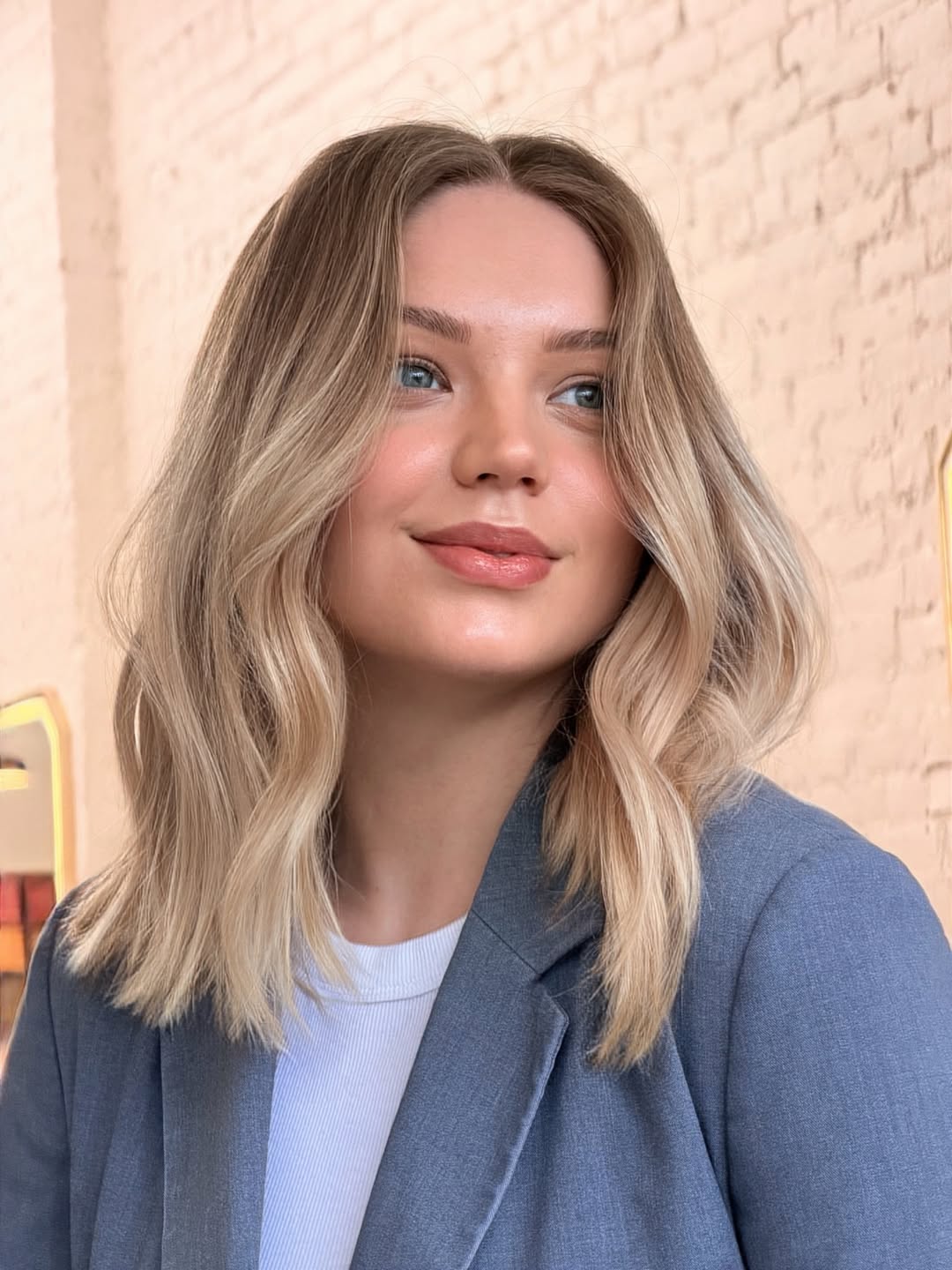Face Framing Beach Blonde Collarbone Lob
