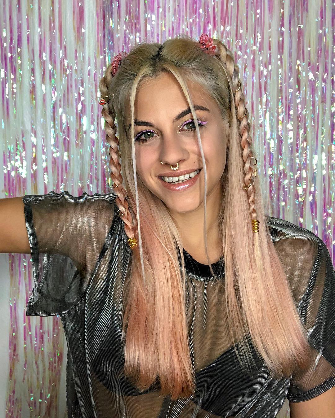 Festival Half-Up Braids with Platinum Pink Ombre