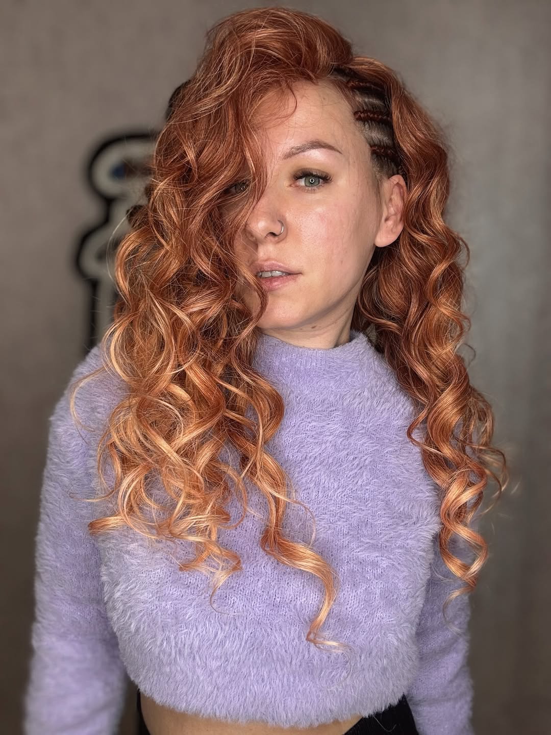 Fiery Copper Curls With Bold Side Braids