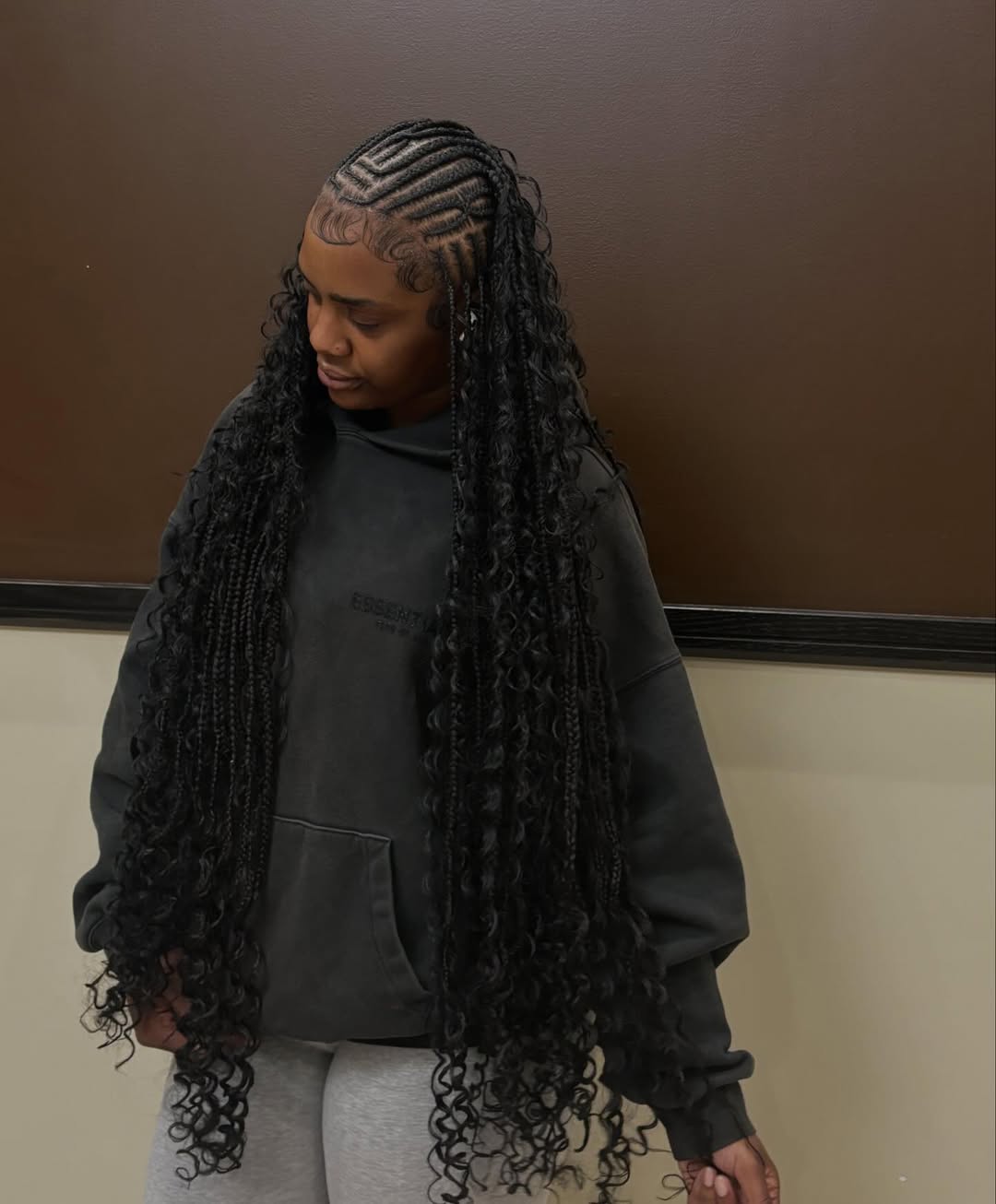 Geometric Fulani Braids With Curly Ends