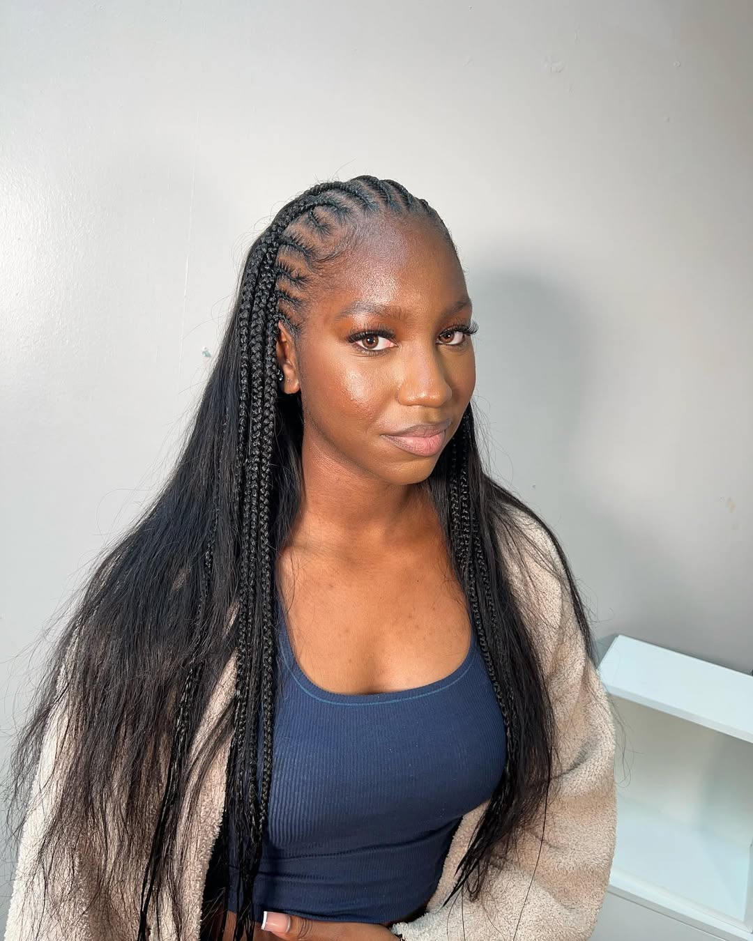 Glam Cornrows With Long Braided Hair