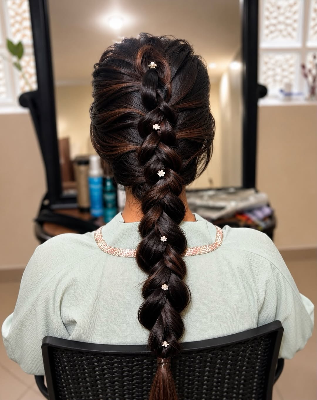 Glamorous Crown Braid With Delicate Flower Clips