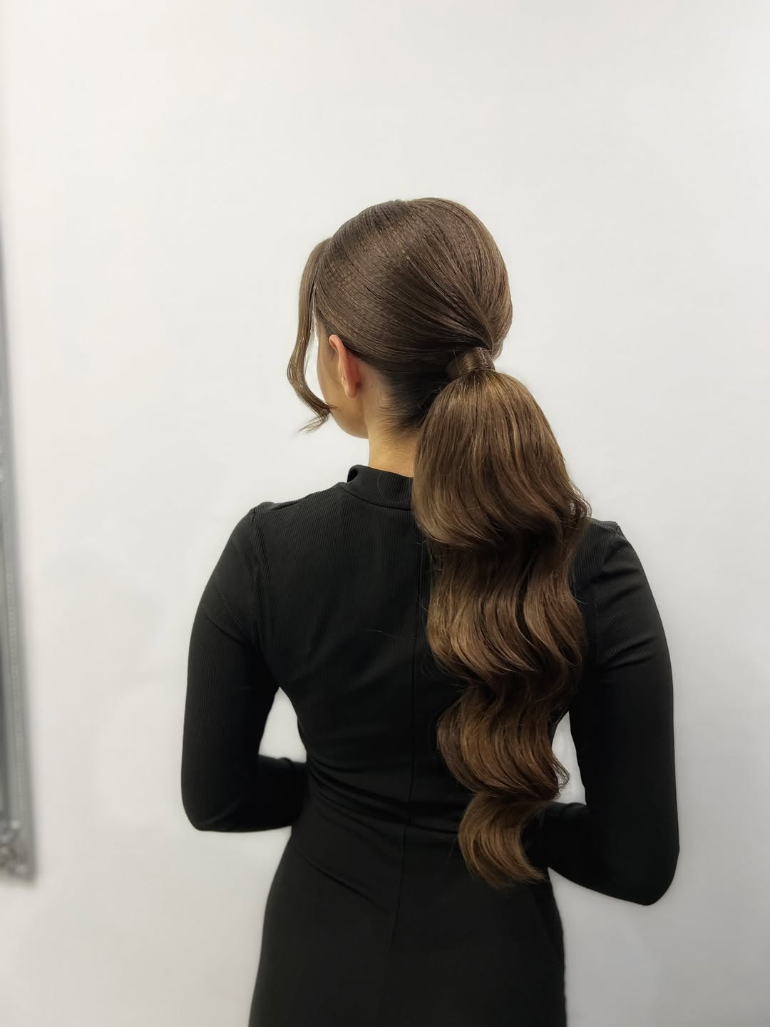Glamorous Low Ponytail Wavy Face Framing Strands