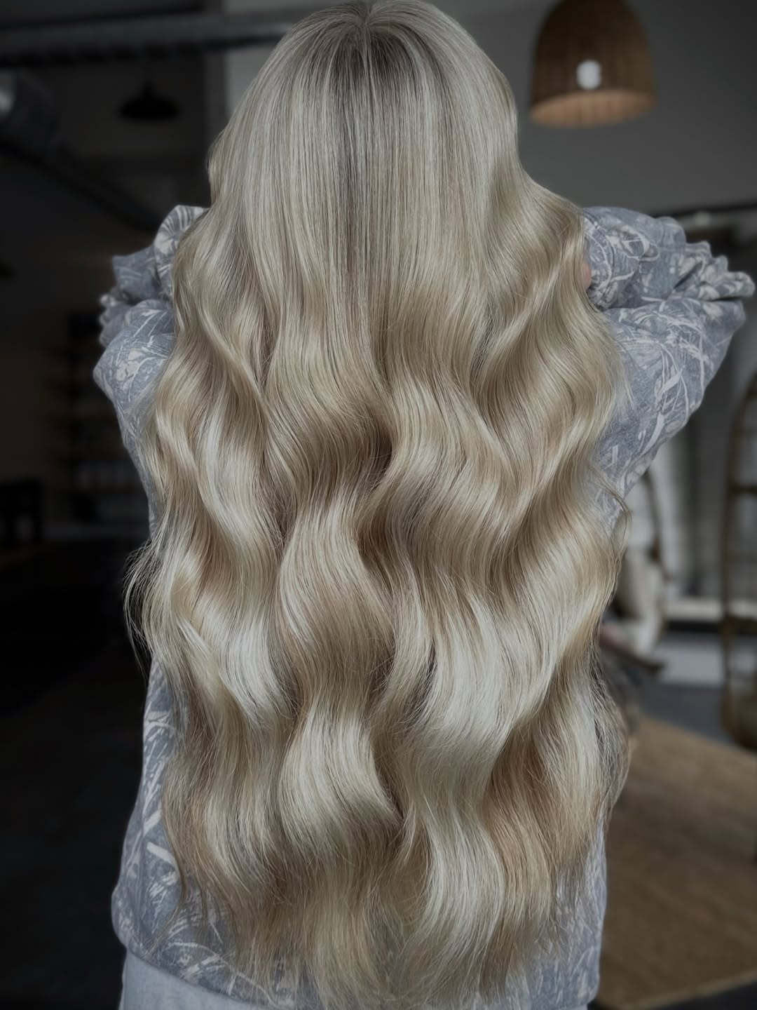 Glamorous Waist-Length Platinum Blonde Waves