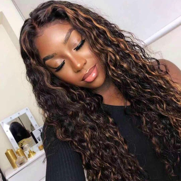 Glamorous Waves With Warm Blonde Highlights And Side Part