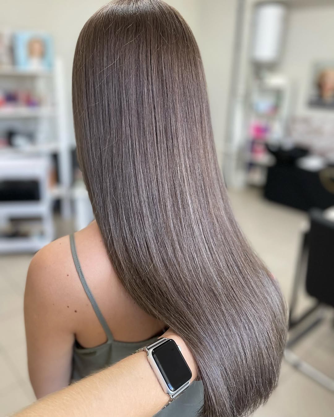 Glossy Ash Blonde Silk Press
