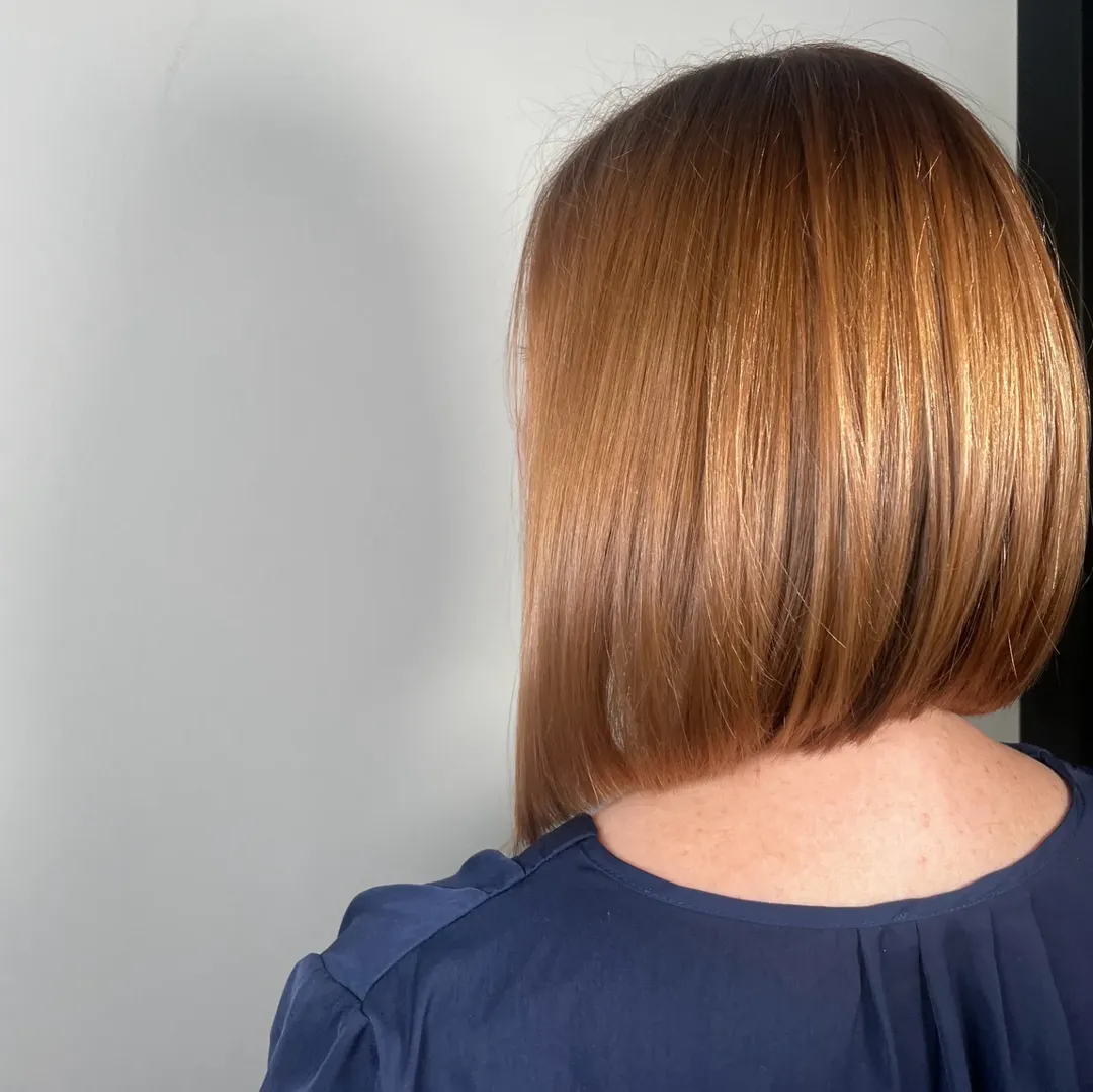 Glossy Honey Brown A-Line Bob Style