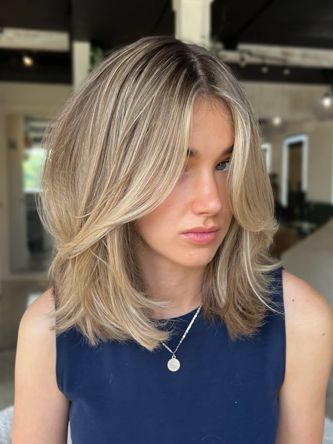 Golden Blonde Shag With Face Framing Layers