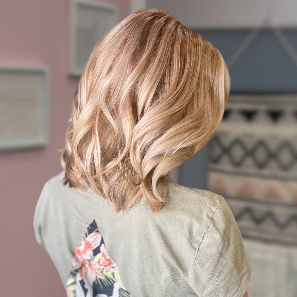 Golden Blonde Shoulder-Length Waves With Depth