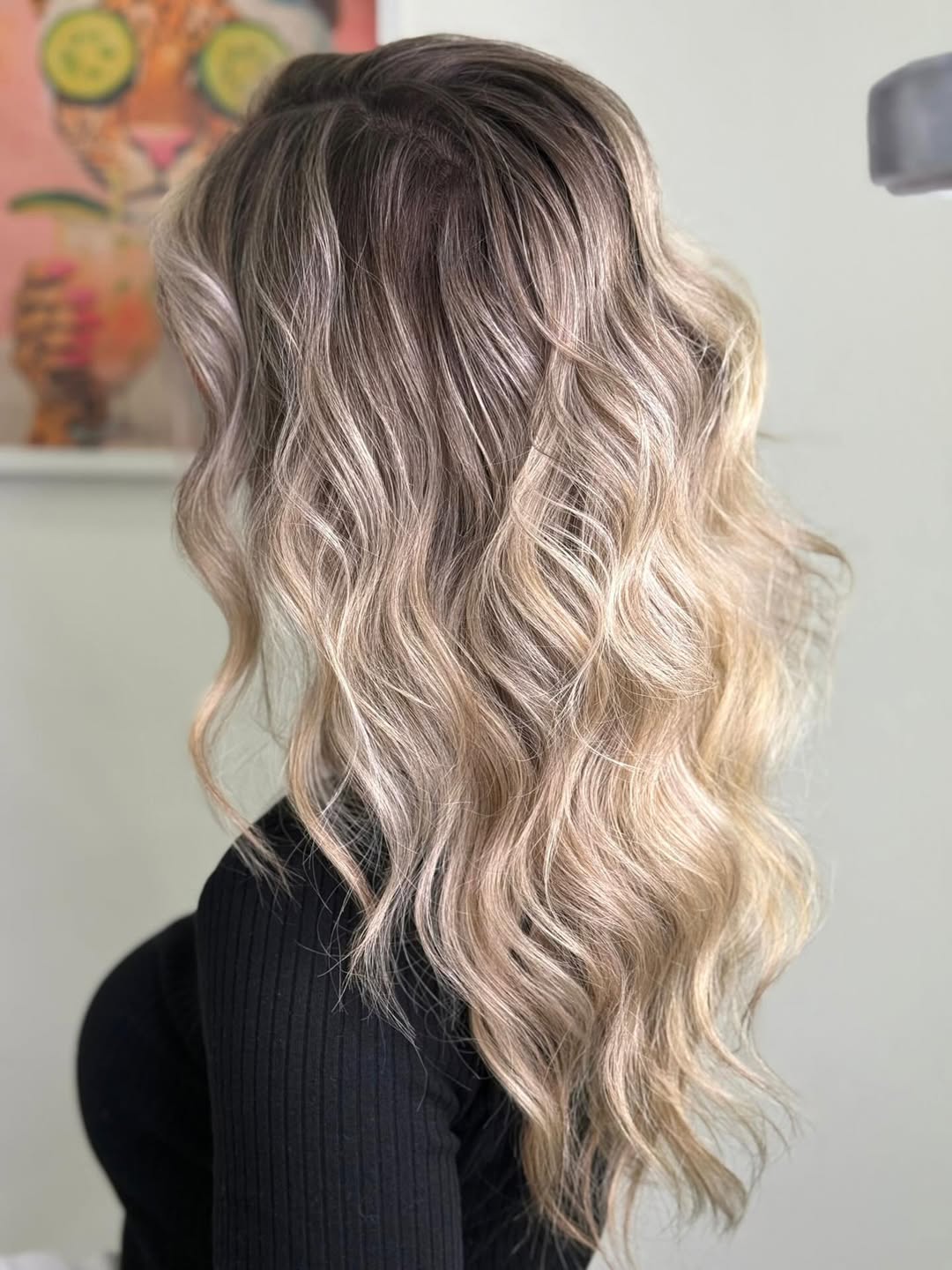 Golden Blonde Waves With Shadow Root