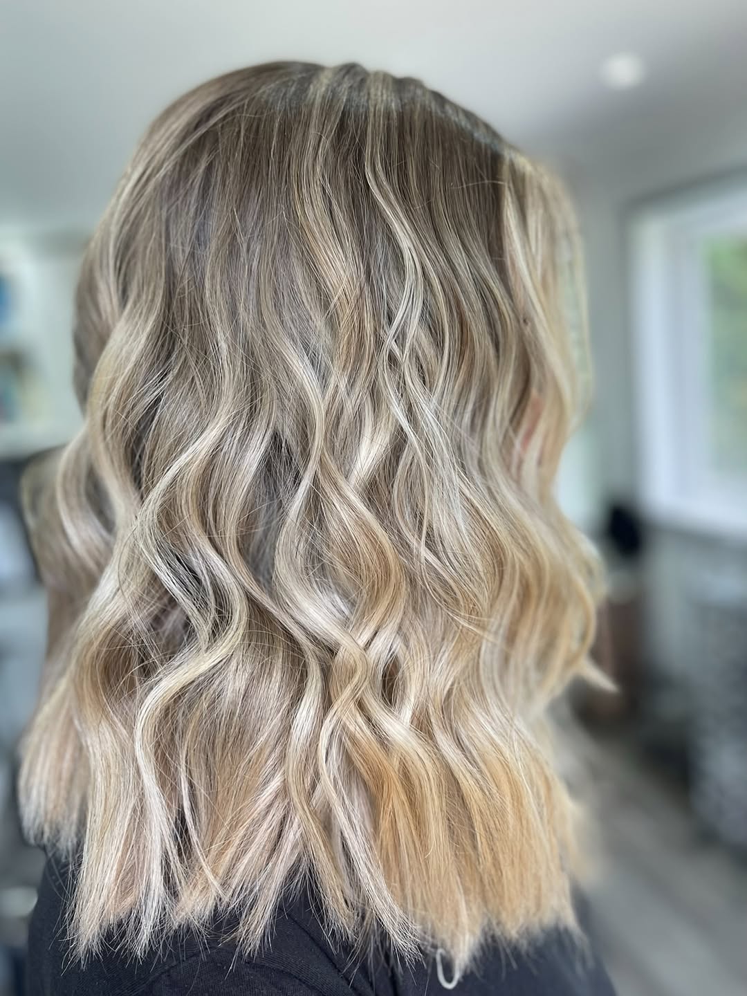 Golden Blonde Waves With Shadow Root
