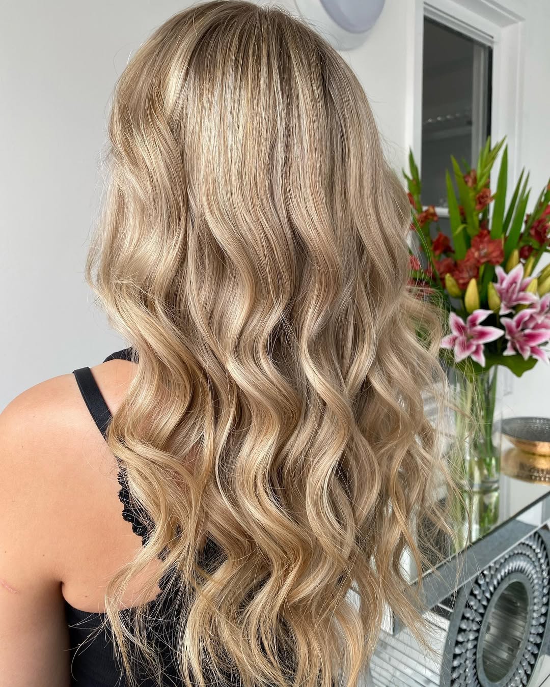 Golden Blonde Waves With Shadow Root