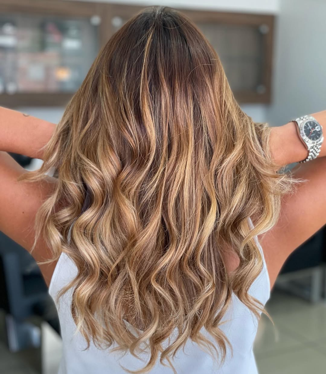 Golden Hour Hues Lived-In Balayage Waves