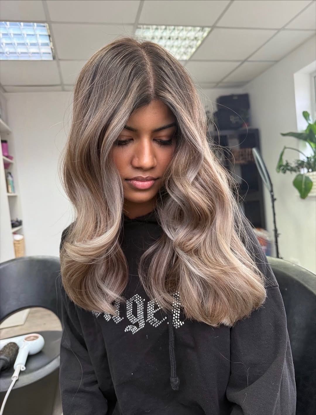 Gorgeous Smoky Ash Blonde Balayage With Beach Waves