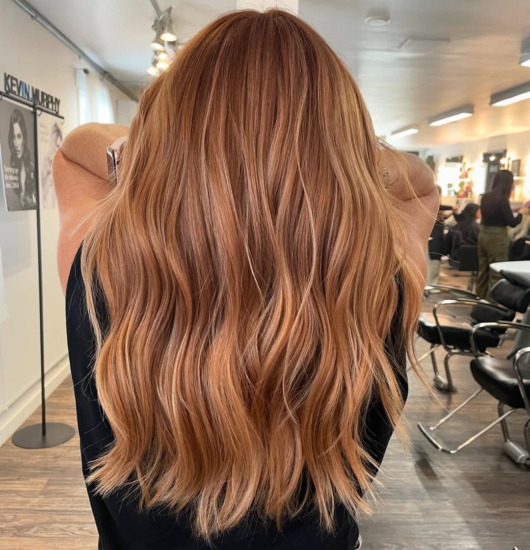 Gorgeous Strawberry Blonde Balayage Long Loose Waves