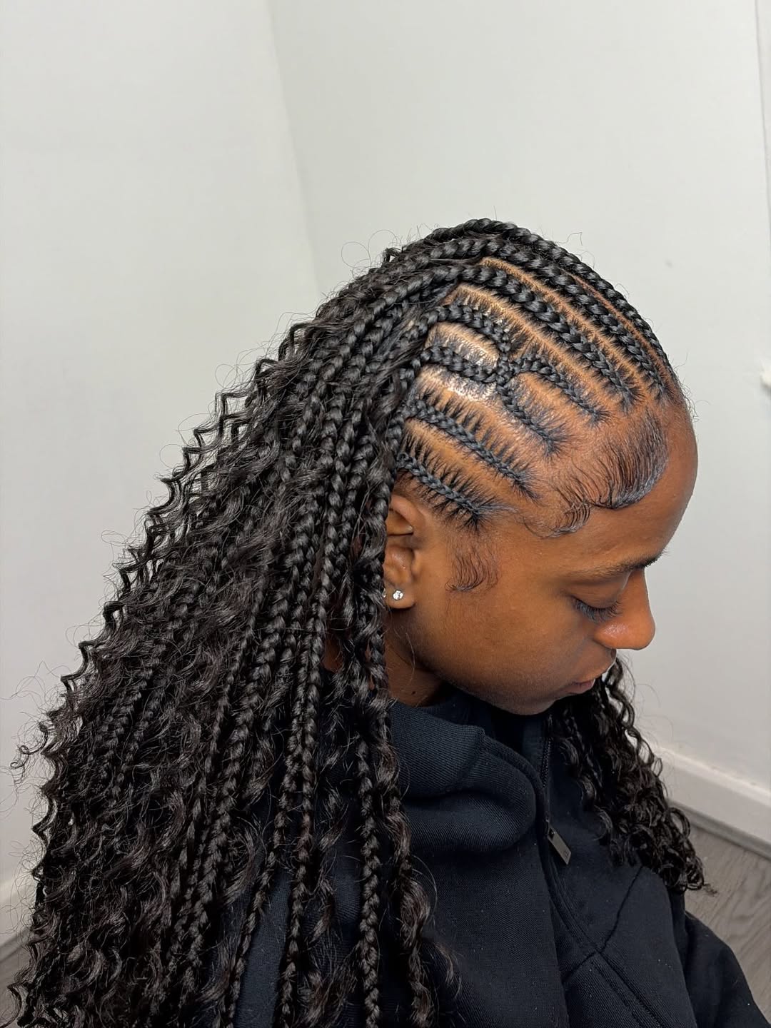 Gorgeous Waist-Length Fulani Braids With Curly Ends