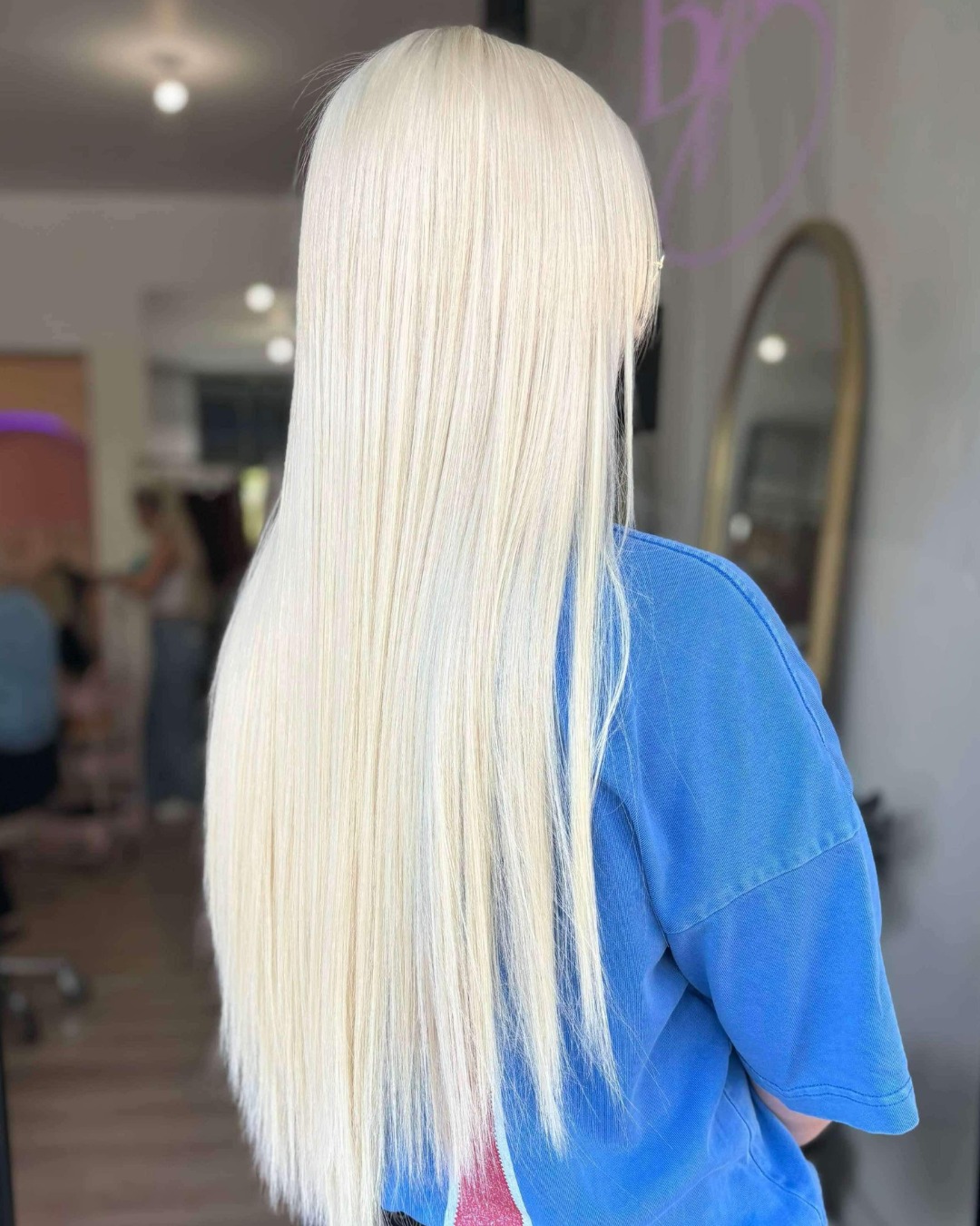 Gorgeous Waist-Length Platinum Blonde Pin Straight Hair