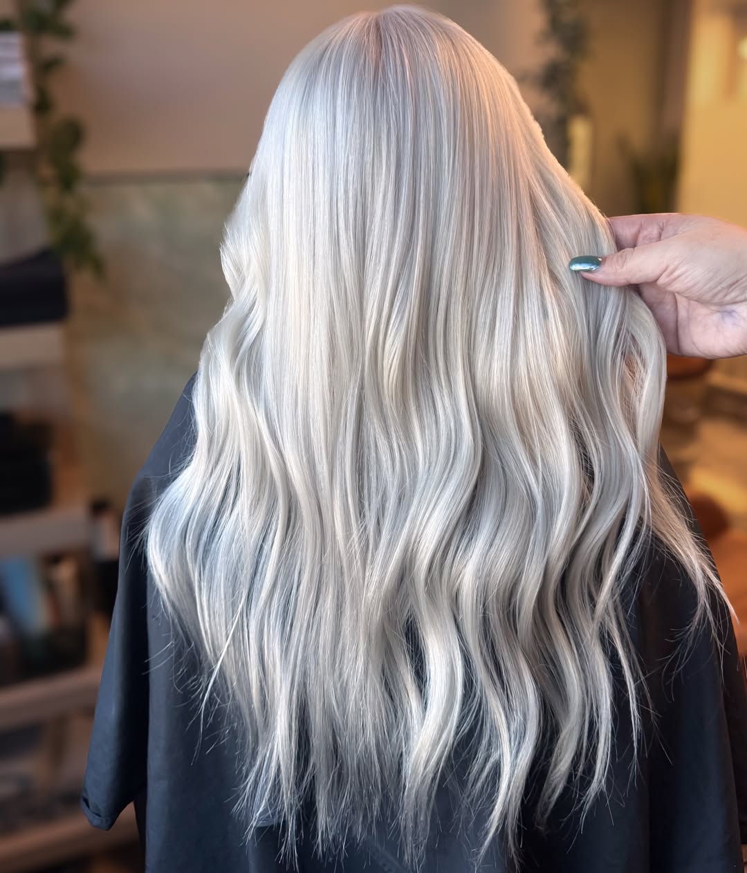 Gorgeous Waist Length Platinum Blonde With Soft Waves