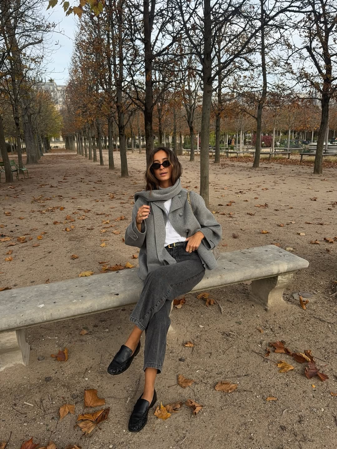 Grey Blazer And Black Loafers Fall Ensemble