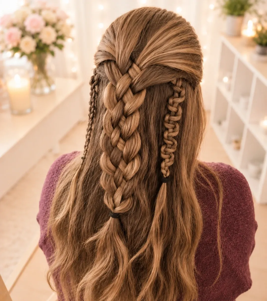 Half-Up Braided Look With Boho Curls